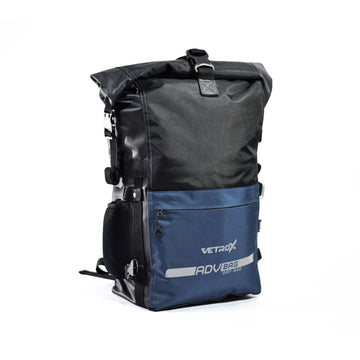 MORRAL NEGRO+AZUL TIPO DRY BAG 26 LT.